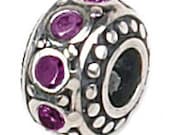 Genuine Zable Product. 925 Sterling Silver February Birthstone Wheel Bead Charm.