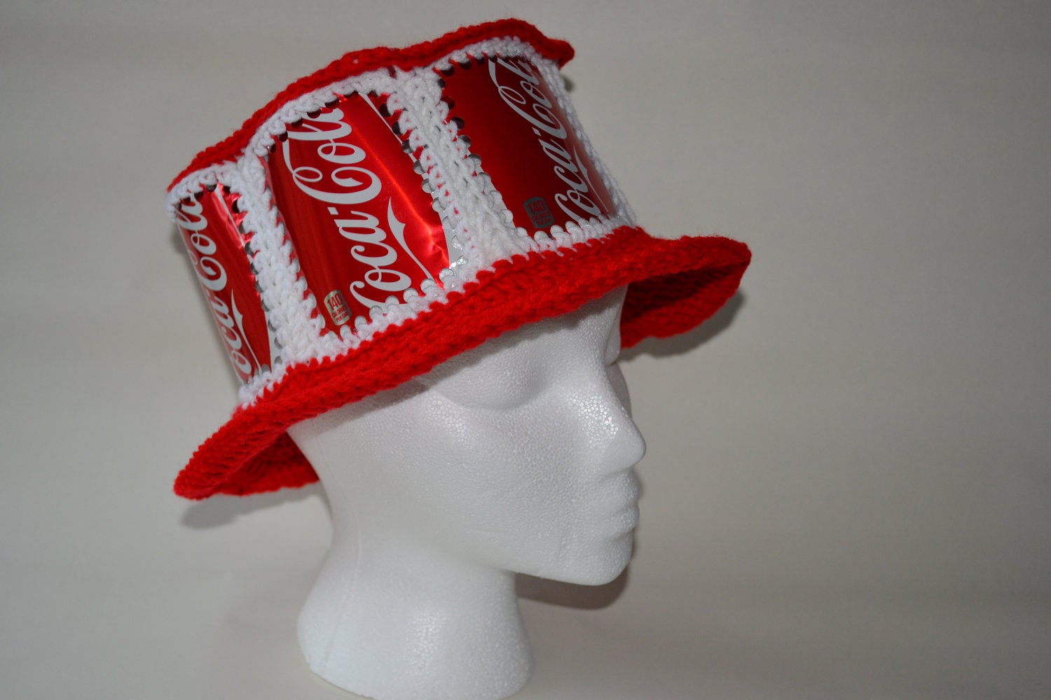 Recycled Coca Cola crocheted soda can hat by cozycans on Etsy