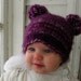 Fall baby hat Purple Love Baby Hat newborn- 6 months ready made purple and white great for Fall autumn