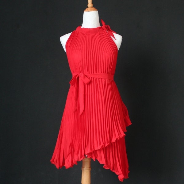 Red Party Cocktail Dress Short Evening Dress Christmas Gift Wedding Bridesmaid Dress Chiffon