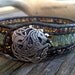 Leather wrap bracelet, Leather Cuff Bracelet, Beaded Cuff, Glam, Boho, Aqua Picasso