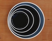MTO modern pottery white / black nesting serving tray set, white porcelain black & blue glaze, modern pottery minimal ceramics