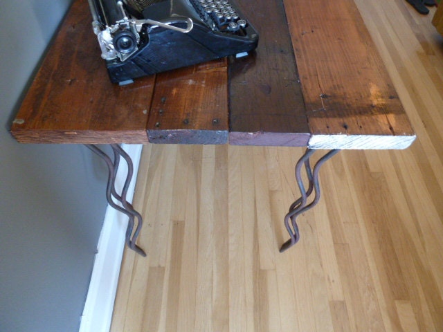 RESERVED Reclaimed Wood Desk with Curvy Hairpin Legs