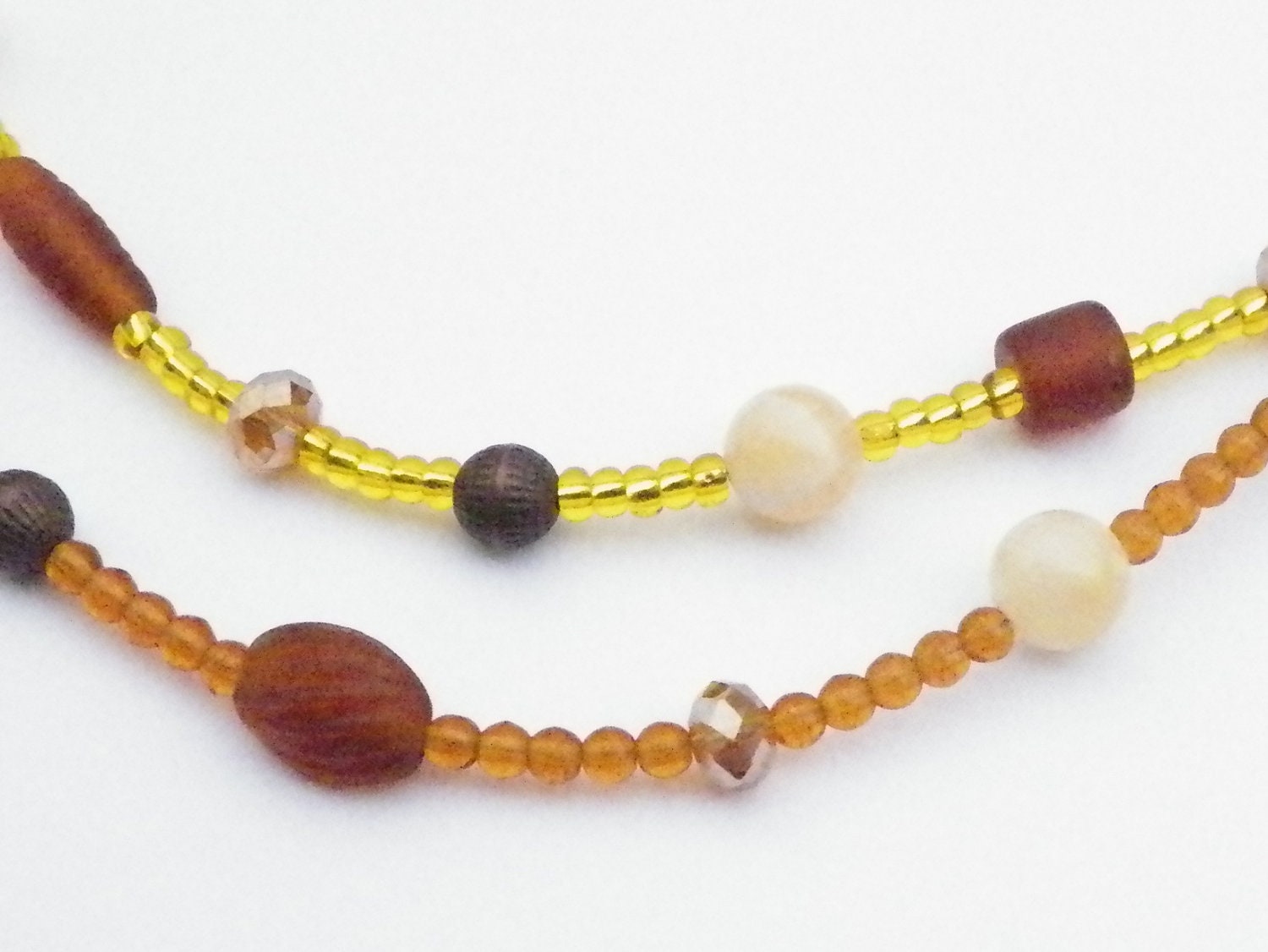 Two Strand Necklace in Amber and Yellow