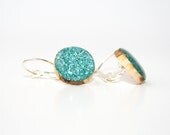 Aqua sparkle dangle earrings fall jewelry minimalist jewelry wood jewelry holiday jewelry eco-friendly unique gift for her