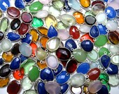 1 piece of 925 Sterling Silver Bezel Connector setted Free Form Faceted Gemstones , Two Rings connector links , fine quality gemstone