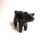 Remington - little pig sculpture in dark gray polymer clay decoration hand made OOAK