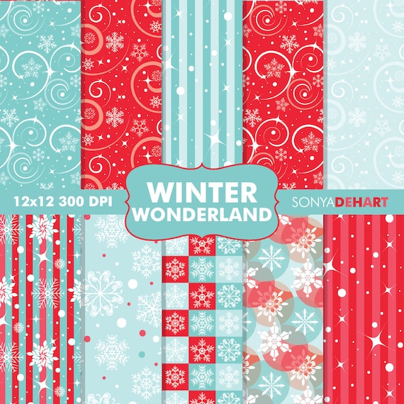 50% OFF Black Friday Sale Digital Scrapbooking Printable Paper Pattern Pack Winter Wonderland Snowflakes Christmas Instant Download Il_570xn