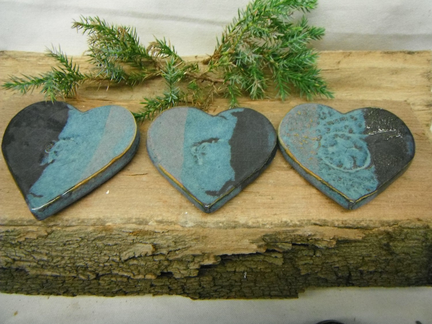 Trinket Dish or Ring Catcher -  One Heart Shaped - Stormy Sky Blues