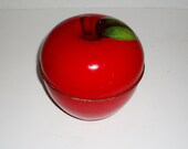 Vintage Apple Tin Storage Container Trinket Box Red Apple