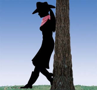 Life-size Leaning Cowgirl Silhouette