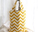 Grey abstract tote bag: Yellow Chevron and gray print.  Market tote bag in chevron. Beach bag by milk and honey