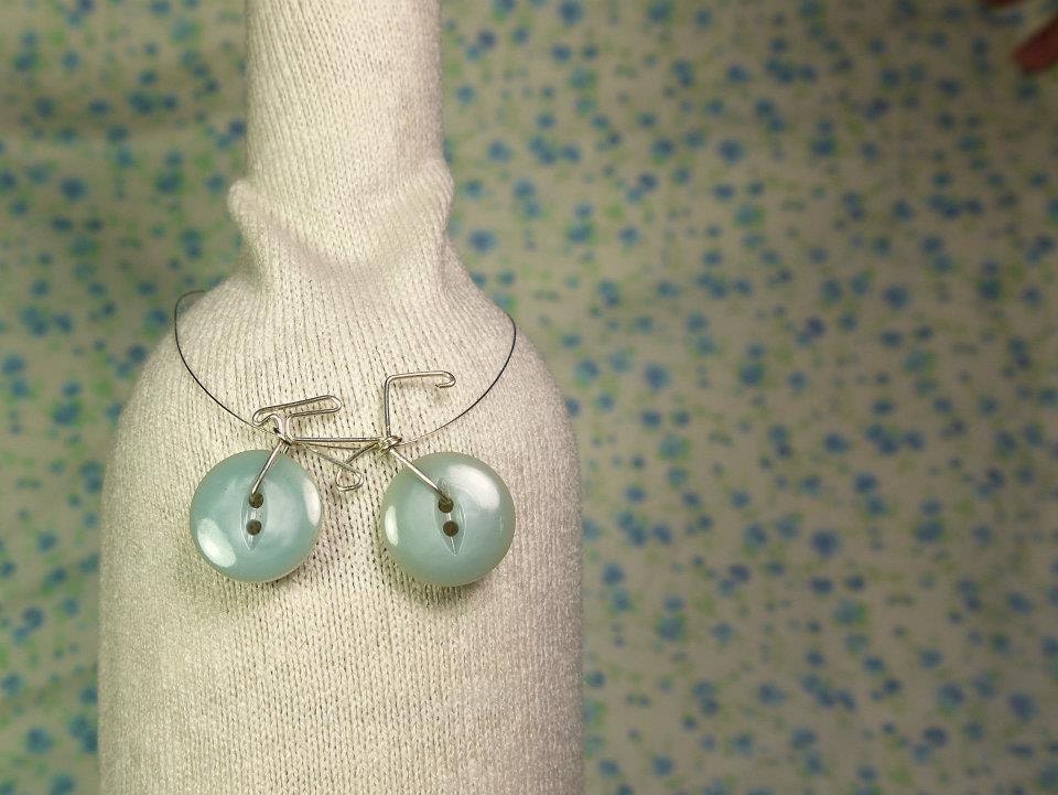 Vintage Button Bicycle Necklace