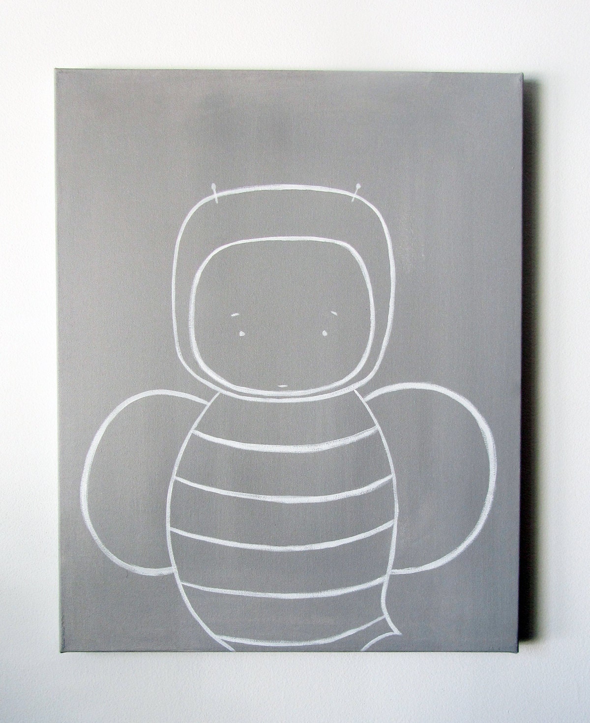 Modern Kids and Nursery Bumble Bee Art Original Painting - 16" x 20" on regular 3/4" depth canvas - The Bumble Bee