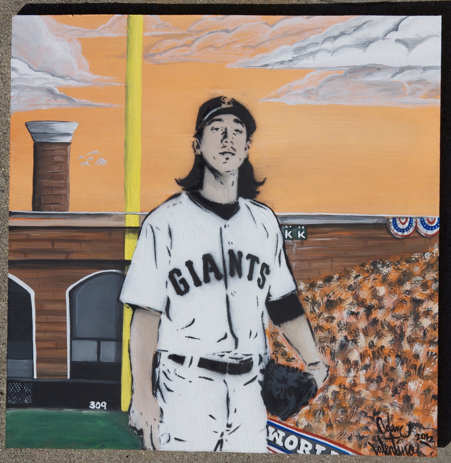 S.F. Giants 2012 World Series Tim Lincecum original acrylic painting