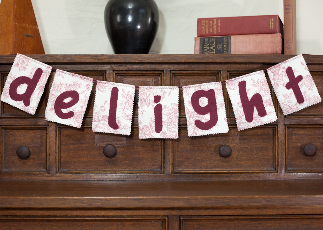 Delight fabric banner - wedding decor, wedding gift, anniversary, home decor, childs room decor, classroom, ready to ship, gift wrapped