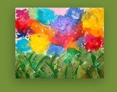 Acrylic Abstract Art Fine Gallery Painting Titled: In Full Bloom 24x30x1.5" by Ora Birenbaum