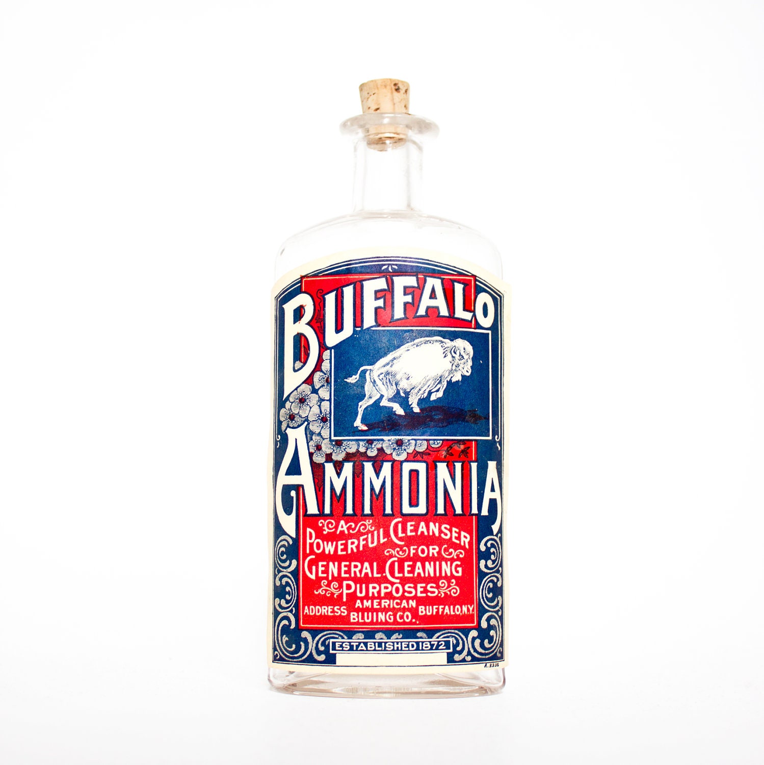 Vintage Glass Bottle 1910 Buffalo Ammonia Cleaning Free Shipping