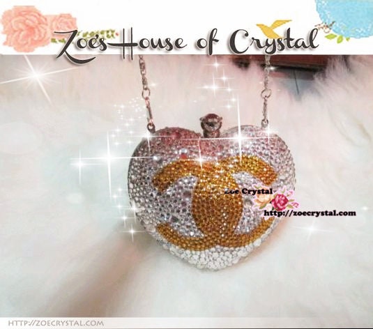 BLING Sale - Crystallized Heart Shaped Clutch Bag with Own Design - Double U design