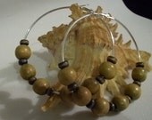Beaded Silver Hoop Earrings - 70 mm