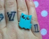 Cute Blue Owl Ring