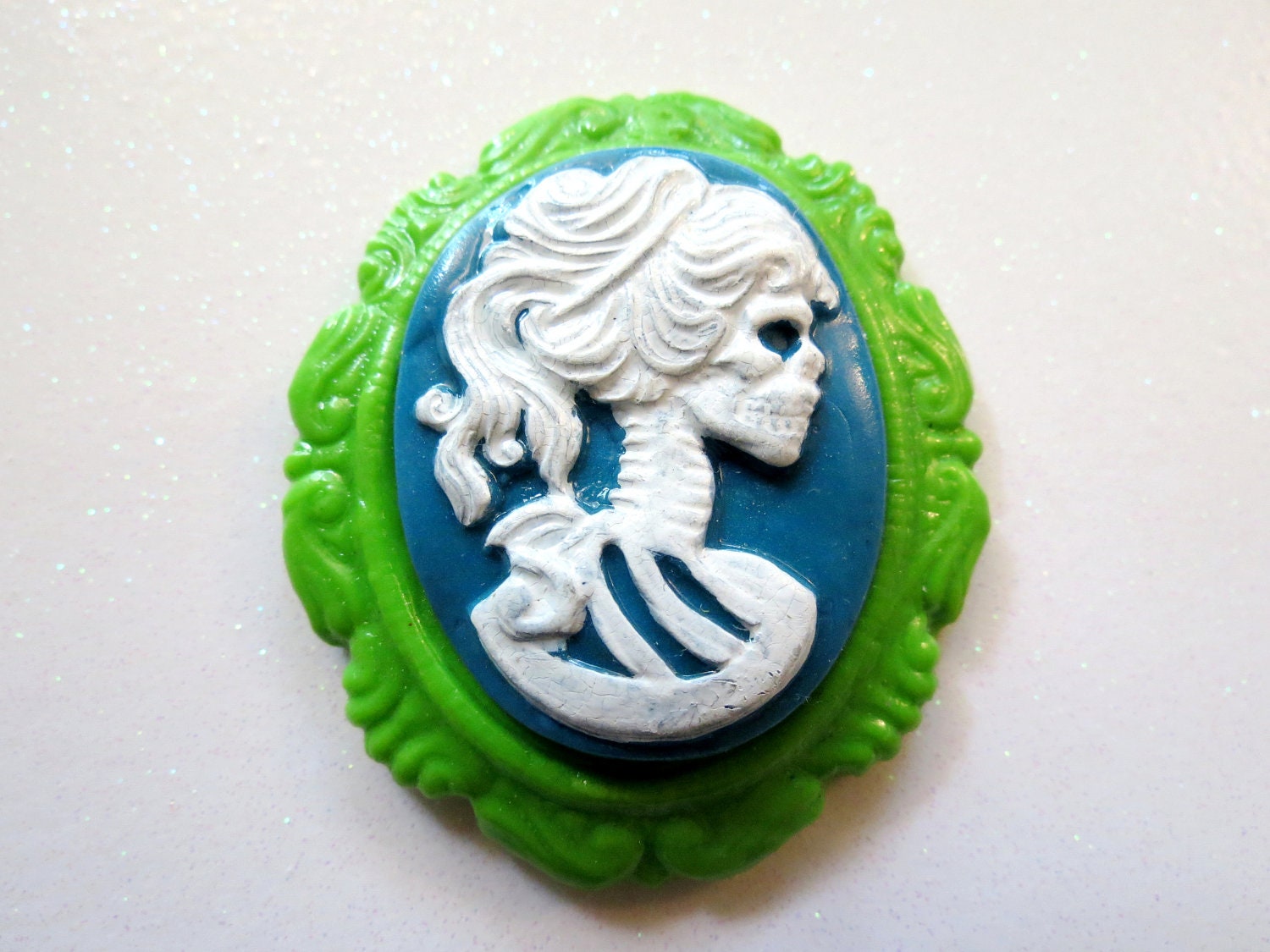 Skeleton Lady Cameo Pendant OR Brooch