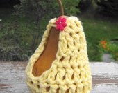 Yellow Crocheted Pear Pouch Fruit Cozy