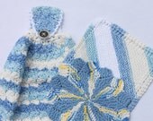 Beautiful Crocheted Kitchen Towel with Matching Knit Dishcloths