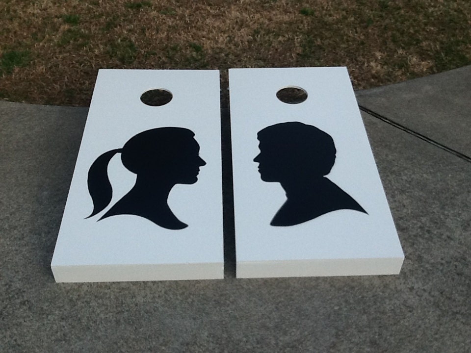 Custom Corntoss / Classy Cornhole / Bag Toss / Wedding Game -- (( Personalized Silhouette Sets ))