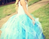 Toddler Long TUTU - 2T 3T 4T - Long Tutu Skirt - Aqua Blue - Wedding - Ballet - Photo Shoot - Flower Girl - Bridesmaid
