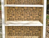Wood Bookcase Vintage Keys Decoupaged Vintage