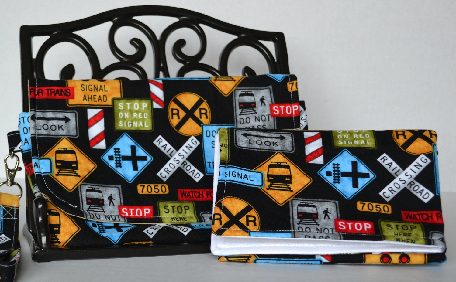 FINAL CLEARANCE Diaper Clutch and Changing Pad/Busy Bag- train, railroad, chuggington, thomas, red, blue, orange, green