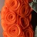 Halloween Wreath - Felt Wreath with Orange Rosettes and a Black and White Striped Bow - 12 inch