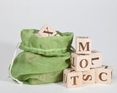 Set of wooden handmade blocks with letters, ABC