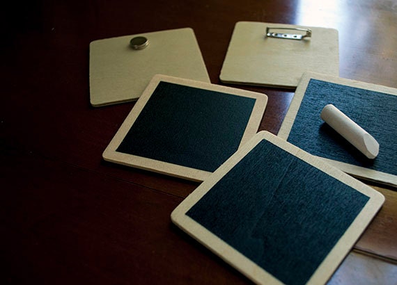 Reusable Chalk Board Name Tags- Square with Pin closure