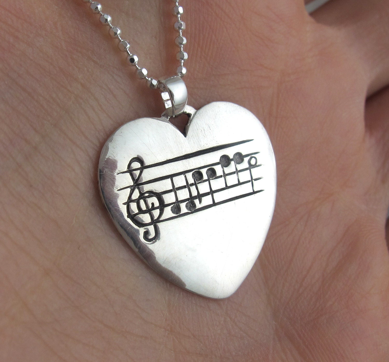 Lullaby Star Necklace - Real Notes to Twinkle Twinkle Little Star - Hand Engraved Guitar Pick - Silver Star Necklace - Heart Charm - Rickson