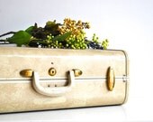 Ivory Vintage Suitcase - Samsonite marbled finish luggage