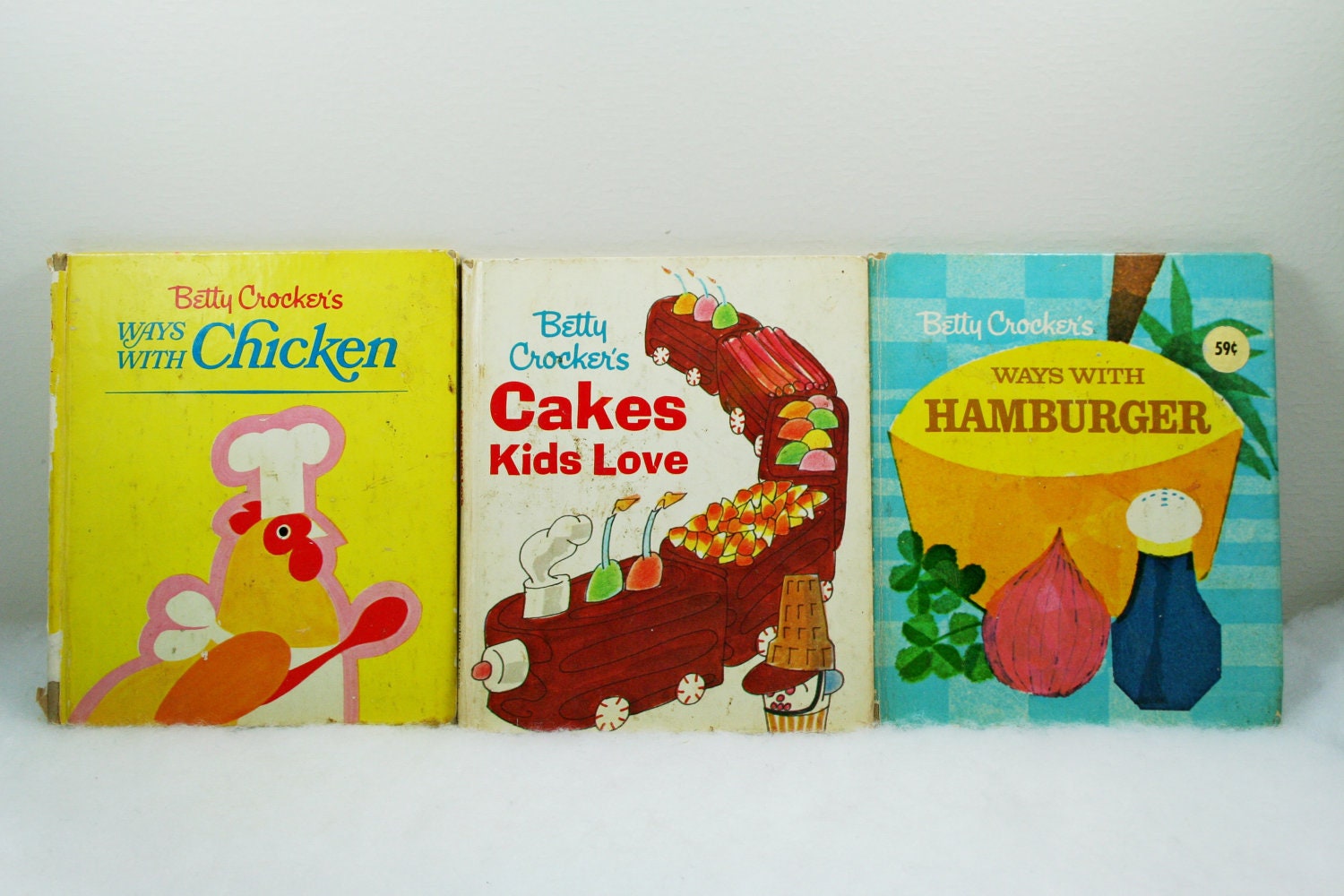 Vintage Retro Betty Crocker Cook Books from 1969, Color Illustrations, Set of Three