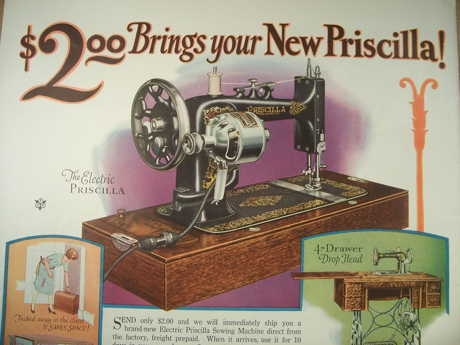 1927 PRISCILLA SEWING MACHINE Advertisement / by VintageAdGallery