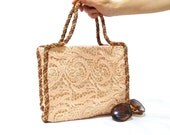 Handmade Lace bag- Lace Purse- Salmon Bag- Peach handbag- Satin Lace purse- Medium lace bag- Unique handbag