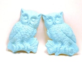 aqua owl wall hangings  //  kitsch housewares, woodland home decor, owls, pastels,vintage, turquoise, wall art, upcycled