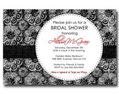 Classic Black & White Wedding Bridal  Baby Shower or Holiday Christmas Party Invitation Card   - You Print