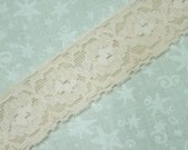 1 yard of 1 1/4 inch Peach Stretch elastic lace for bridal, baby headband, lingerie, garter, hair accessories by MarlenesAttic - Item FC