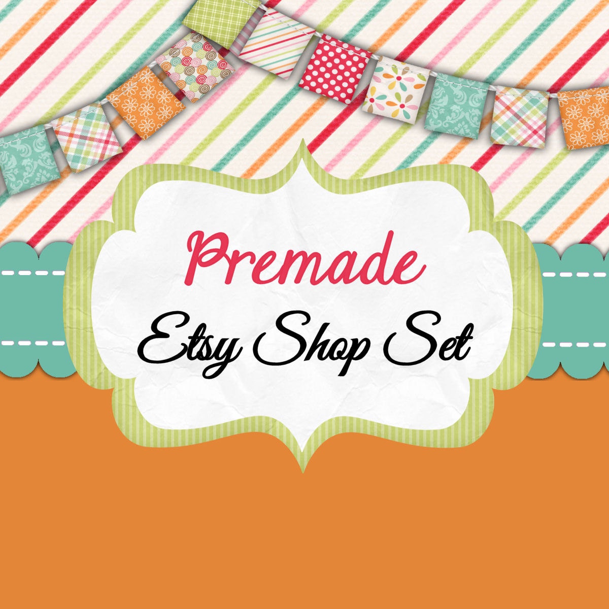 Colorful stripes Premade Etsy Banner Shop Set