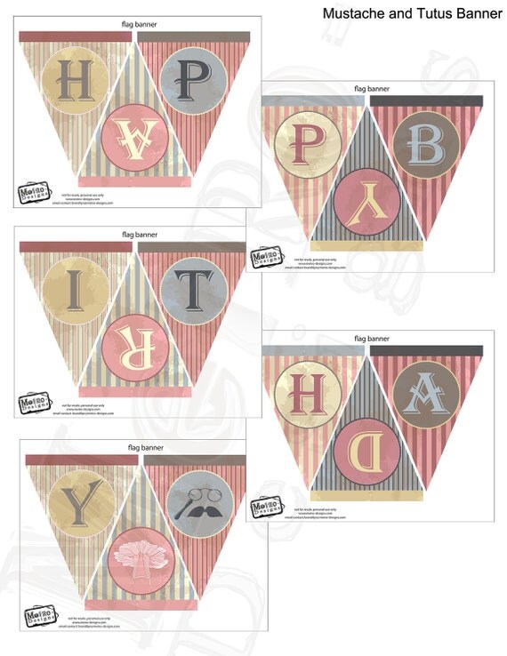 TuTu and Mustache Banner Il_570xn