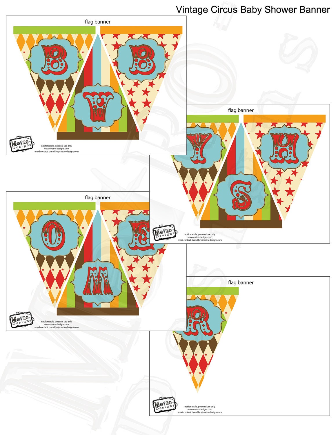 Vintage Circus Baby Shower Banner - Digital File Il_570xn