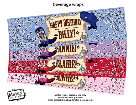 Cowboy or Cowgirl Party - Beverage Labels Il_570xn