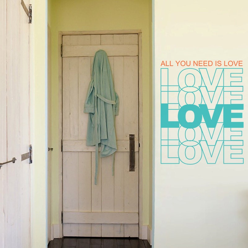 All You Need Is Love Typography 23" X 29" Vinyl Wall Decal - ID362