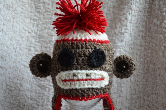 Crocheted Brown Sock Monkey Ear Flap Hat 03 by ...