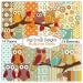 Autumn Owl Clip Art - Owls Scrapbook Kit, Instant Download- Digital Papers for Party Invites, Cards, Orange, Brown, Blue, Red, Green
